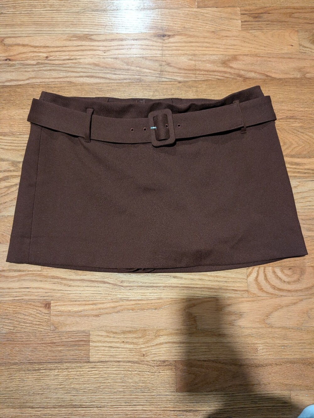Express Chocolate Brown Belted Mini Skirt With Shorts